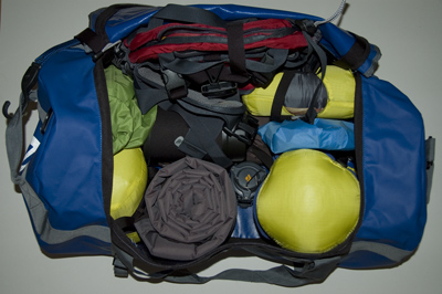 Camping gear packed